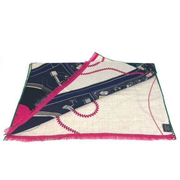 HERMES fringe LAST NIGHT Last Night DJ Shawl Scarf Muffler Stole/Shawl - Picture 4 of 14